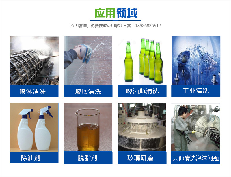 （图：摩登7清洗消泡剂应用领域）